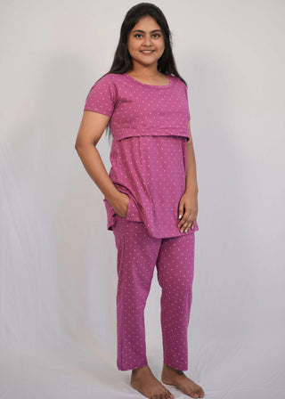 PURPLE DOTS | ZIPLESS FEEDING PANT SET
