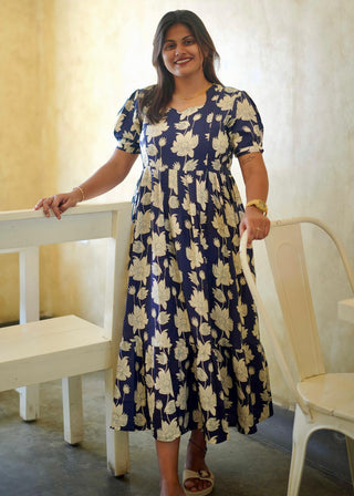 BLUE DUSKY FLORAL | MATERNITY MAXI ANKLE LENGTH