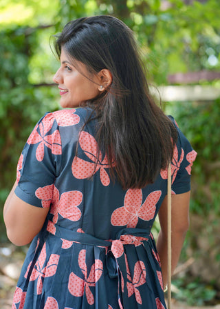 DARK GREEN FLORA| MATERNITY MAXI ANKLE LENGTH