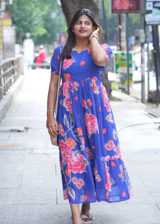 SERNE BLUE MEADOW | MATERNITY GEORGETTE MAXI ANKLE LENGTH