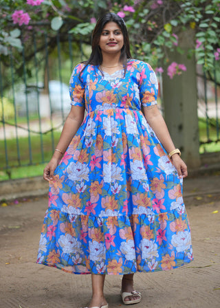 FLORAL SKY SYMPHONY | MATERNITY GEORGETTE MAXI ANKLE LENGTH