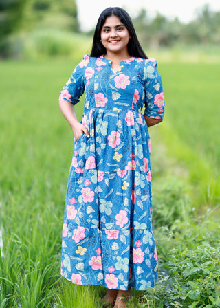 BLUE FLORA | MATERNITY MAXI ANKLE LENGTH
