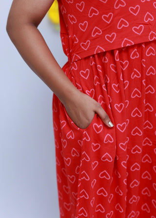 HEARTS NEW | ZIPLESS MATERNITY MAXI-SHORT SLEEVES | ANKLE LENGTH MAXI