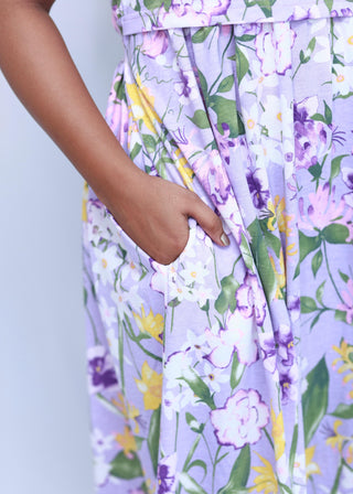 PASTEL FLORA | ZIPLESS MATERNITY MAXI-SHORT SLEEVES | FULL LENGTH MAXI
