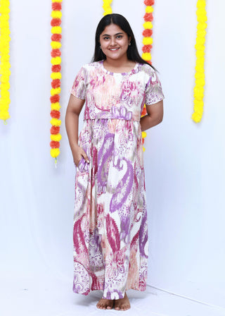 LAVENDAR PARSLEY | ZIPLESS MATERNITY MAXI-SHORT SLEEVES | FULL LENGTH MAXI