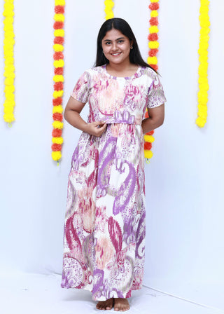 LAVENDAR PARSLEY | ZIPLESS MATERNITY MAXI-SHORT SLEEVES | FULL LENGTH MAXI