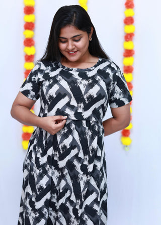 INKRUSH | ZIPLESS MATERNITY MAXI-SHORT SLEEVES | FULL LENGTH MAXI