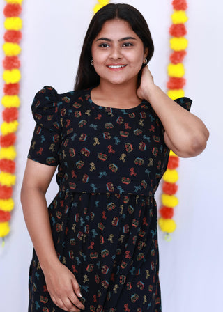 MAJESTIC BLACK | ZIPLESS MATERNITY MAXI-PUFF SLEEVES | FULL LENGTH MAXI