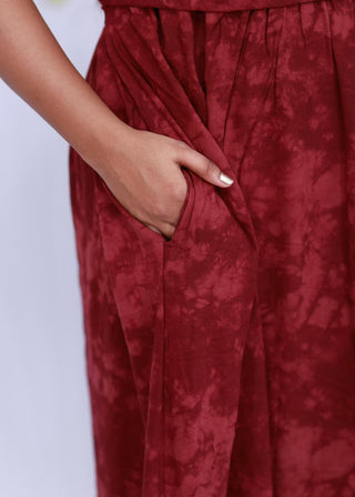 MAROON TIE & DYE | ZIPLESS MATERNITY MAXI-PUFF SLEEVES | FULL LENGTH MAXI