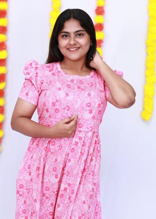 DAISY | ZIPLESS MATERNITY MAXI-PUFF SLEEVES | FULL LENGTH MAXI