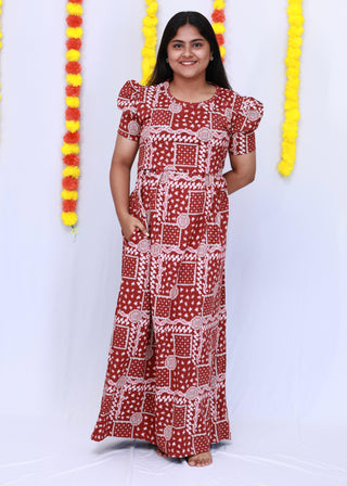 PARSLEY | ZIPLESS MATERNITY MAXI-PUFF SLEEVES | FULL LENGTH MAXI
