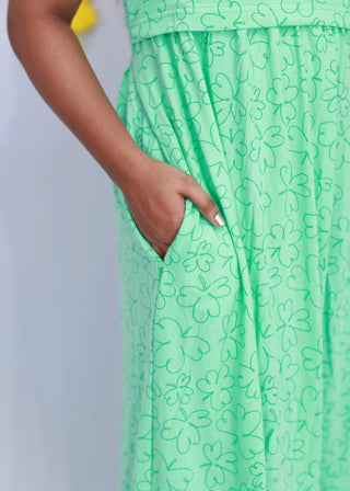 GREEN HEART | ZIPLESS MATERNITY MAXI-PUFF SLEEVES | FULL LENGTH MAXI