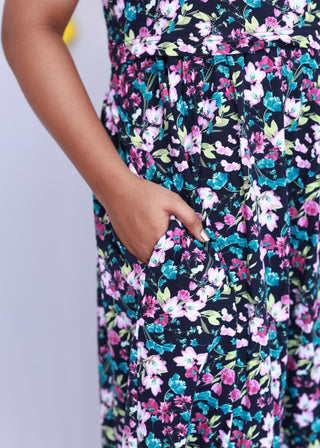 FLOWERS | ZIPLESS MATERNITY MAXI-PUFF SLEEVES | FULL LENGTH MAXI