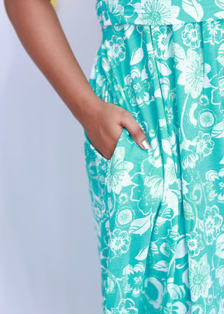 OCEAN FLORAL | ZIPLESS MATERNITY MAXI-PUFF SLEEVES | FULL LENGTH MAXI