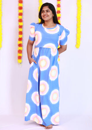 RAINBOW | ZIPLESS MATERNITY MAXI-PUFF SLEEVES | FULL LENGTH MAXI