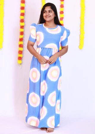 RAINBOW | ZIPLESS MATERNITY MAXI-PUFF SLEEVES | FULL LENGTH MAXI
