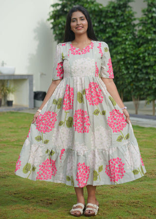 PINK WHITE FLORA | MATERNITY MAXI ANKLE LENGTH