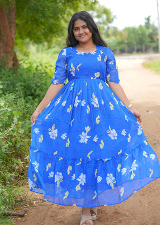 BLUE LEAFY | MATERNITY GEORGETTE MAXI ANKLE LENGTH