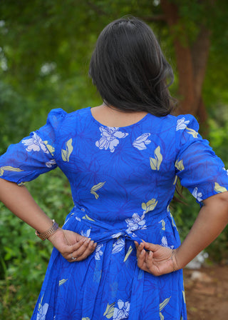 BLUE LEAFY | MATERNITY GEORGETTE MAXI ANKLE LENGTH