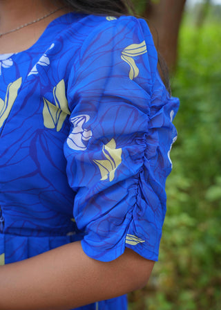 BLUE LEAFY | MATERNITY GEORGETTE MAXI ANKLE LENGTH