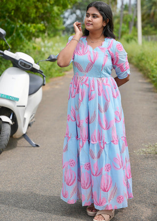 PINK BLOOM | MATERNITY GEORGETTE MAXI ANKLE LENGTH