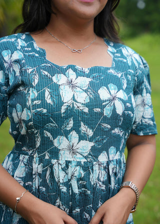 GREEN HIBISCUS  | MATERNITY KANDHA COTTON MAXI ANKLE LENGTH