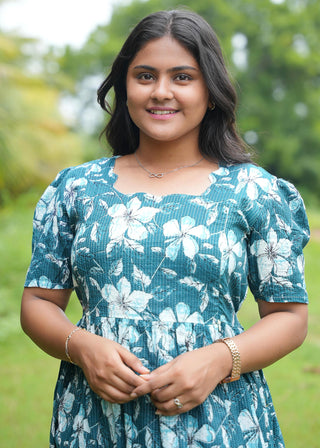 GREEN HIBISCUS  | MATERNITY KANDHA COTTON MAXI ANKLE LENGTH