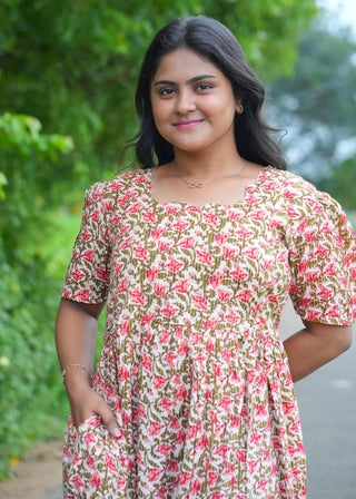 TINY FLORA | MATERNITY KANTHA COTTON MAXI ANKLE LENGTH