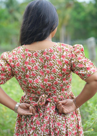 TINY FLORA | MATERNITY KANTHA COTTON MAXI ANKLE LENGTH