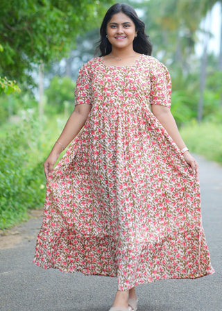 TINY FLORA | MATERNITY KANTHA COTTON MAXI ANKLE LENGTH