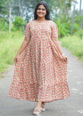 TINY FLORA | MATERNITY KANTHA COTTON MAXI ANKLE LENGTH
