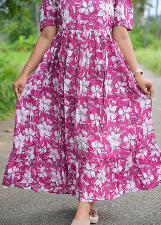 HIBISCUS | MATERNITY KANTHA COTTON MAXI ANKLE LENGTH