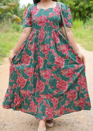 GREEN FLORISTA | MATERNITY COTTON MAXI ANKLE LENGTH