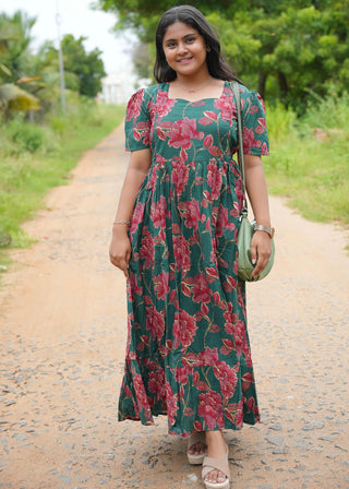 GREEN FLORISTA | MATERNITY COTTON MAXI ANKLE LENGTH