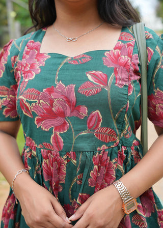 GREEN FLORISTA | MATERNITY COTTON MAXI ANKLE LENGTH