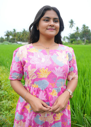 PINK PETAL WHISPER | MATERNITY COTTON MAXI ANKLE LENGTH