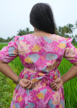 PINK PETAL WHISPER | MATERNITY COTTON MAXI ANKLE LENGTH