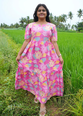 PINK PETAL WHISPER | MATERNITY COTTON MAXI ANKLE LENGTH