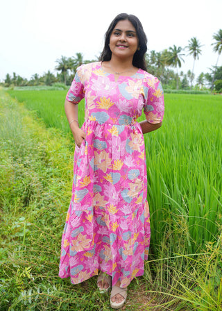 PINK PETAL WHISPER | MATERNITY COTTON MAXI ANKLE LENGTH