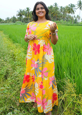 SUNLIT TROPIC | MATERNITY COTTON MAXI ANKLE LENGTH