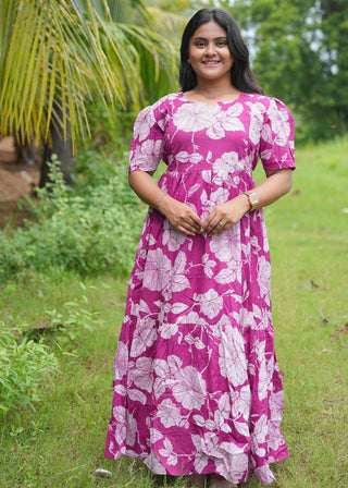 VIOLET WHITE FLORA| MATERNITY COTTON MAXI ANKLE LENGTH