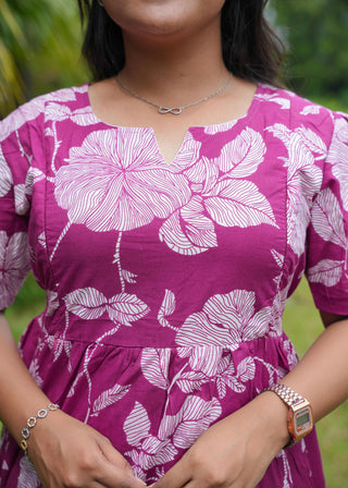 VIOLET WHITE FLORA| MATERNITY COTTON MAXI ANKLE LENGTH