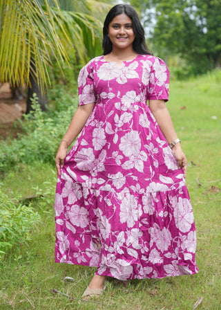 VIOLET WHITE FLORA| MATERNITY COTTON MAXI ANKLE LENGTH