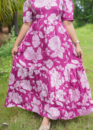 VIOLET WHITE FLORA| MATERNITY COTTON MAXI ANKLE LENGTH