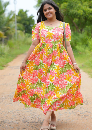 COLOURFUL FLOWERS | MATERNITY COTTON MAXI ANKLE LENGTH
