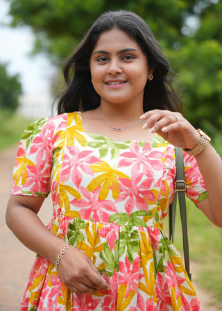 COLOURFUL FLOWERS | MATERNITY COTTON MAXI ANKLE LENGTH