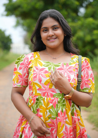 COLOURFUL FLOWERS | MATERNITY COTTON MAXI ANKLE LENGTH