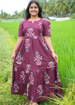 MAROON WILDBERRY| MATERNITY COTTON MAXI ANKLE LENGTH