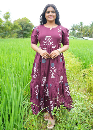 MAROON WILDBERRY| MATERNITY COTTON MAXI ANKLE LENGTH