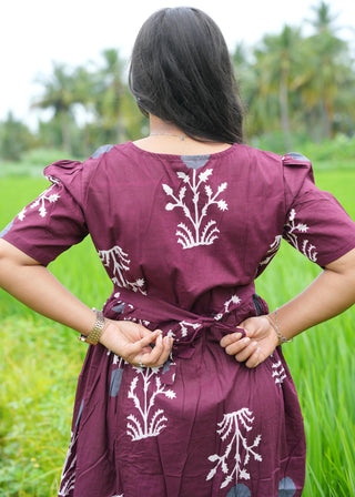 MAROON WILDBERRY| MATERNITY COTTON MAXI ANKLE LENGTH